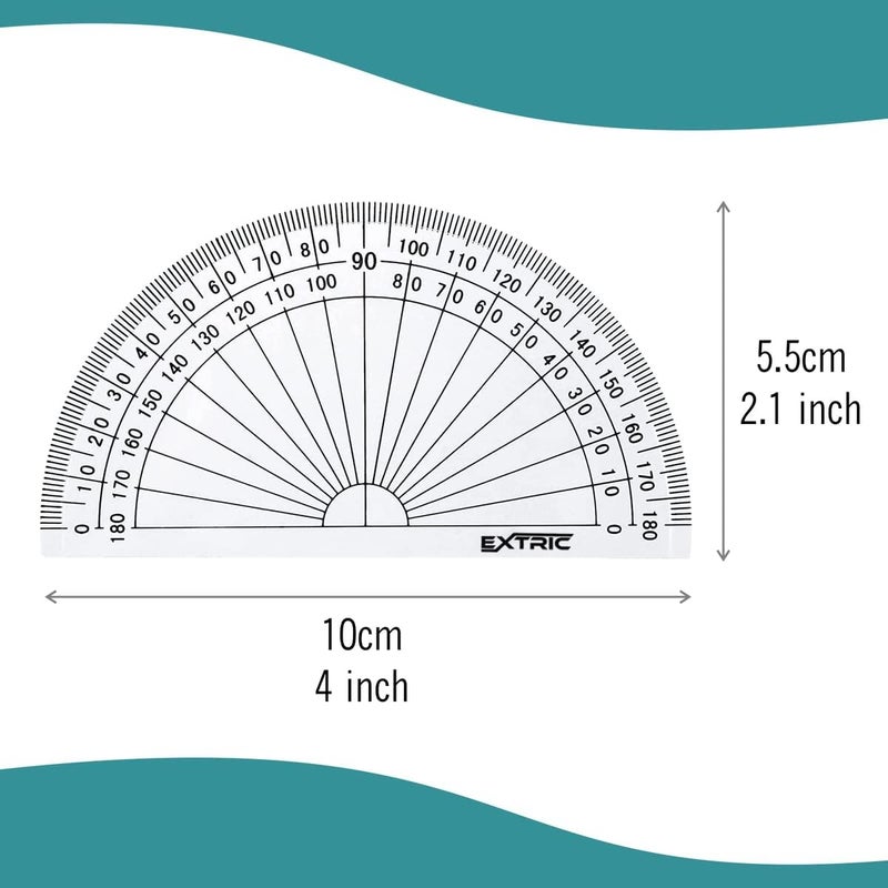 EXTRIC Protractor for Geometry, 4 Inch Clear Plastic Protractor for Woodworking, 2 Count Protractors for Classroom 180 Degrees, Math Protractors - Image 3